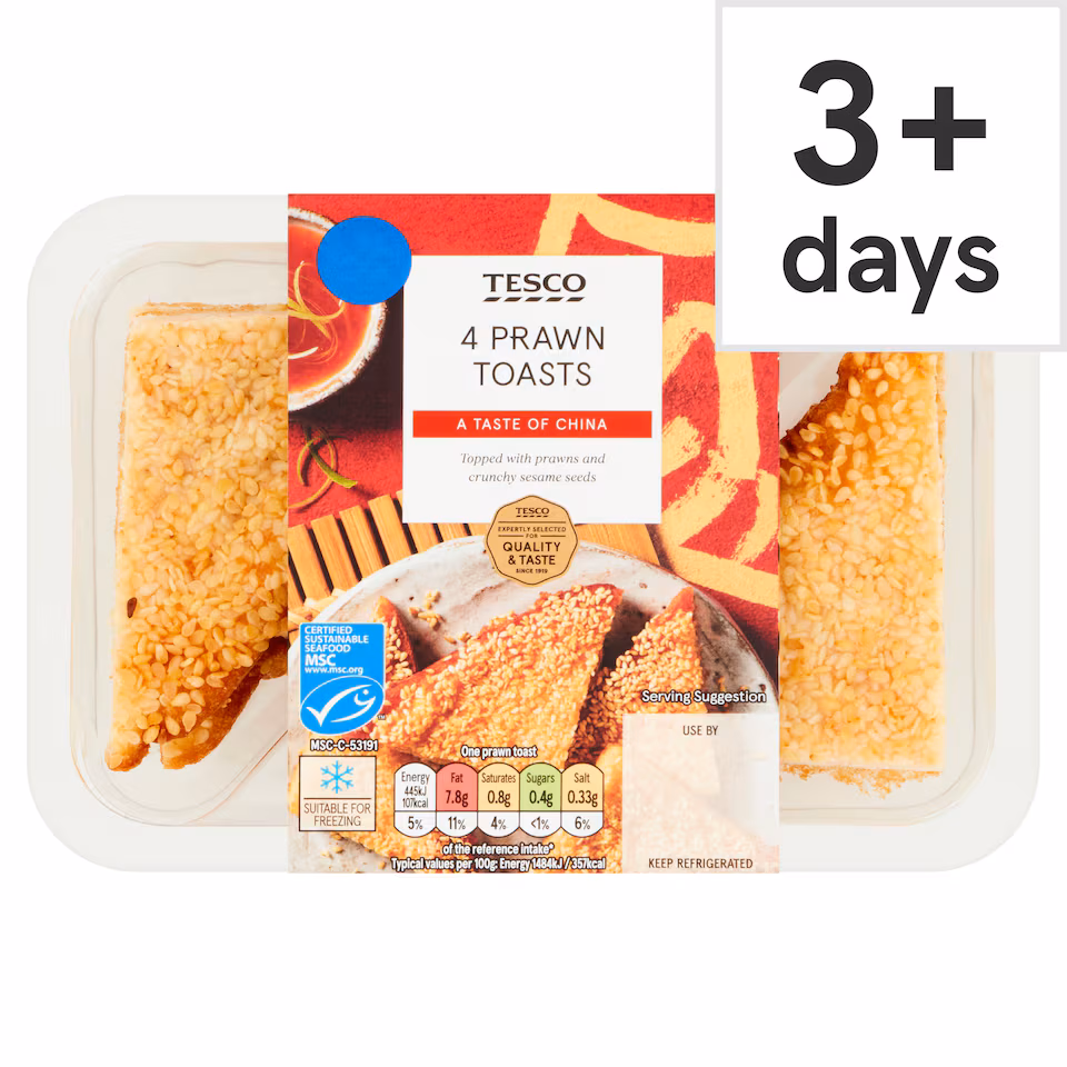 Tesco Prawn Toasts 4 Pack 120g