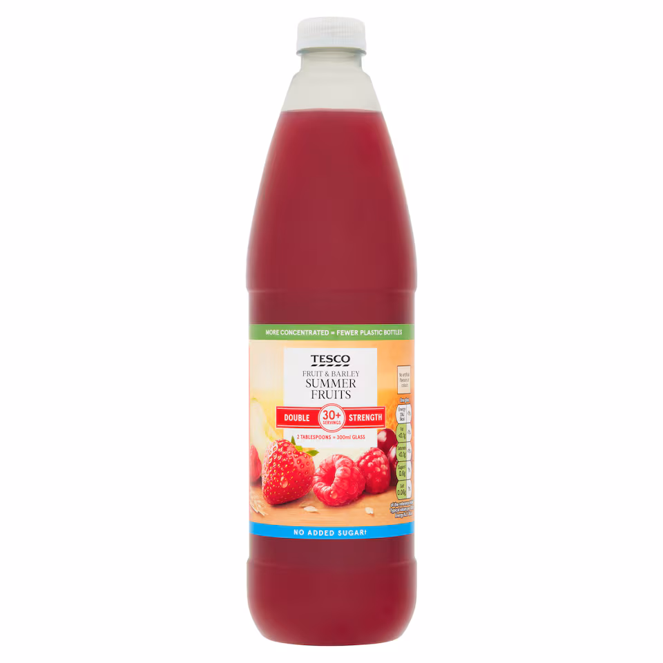Tesco Double Strength Fruit & Barley No Added Sugar Summer Fruits 1L