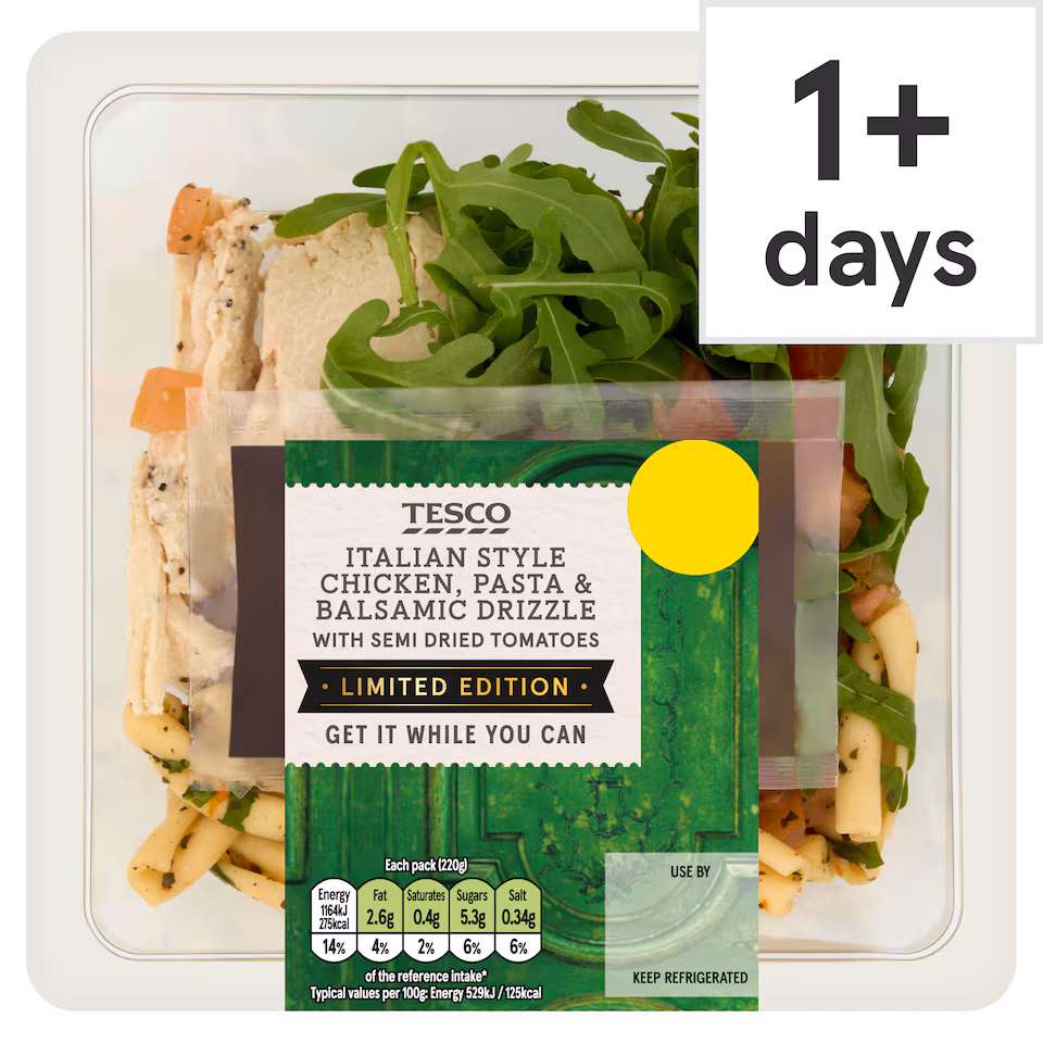 Tesco Italian Style Chicken, Pasta & Balsamic Drizzle Limited Edition 220g