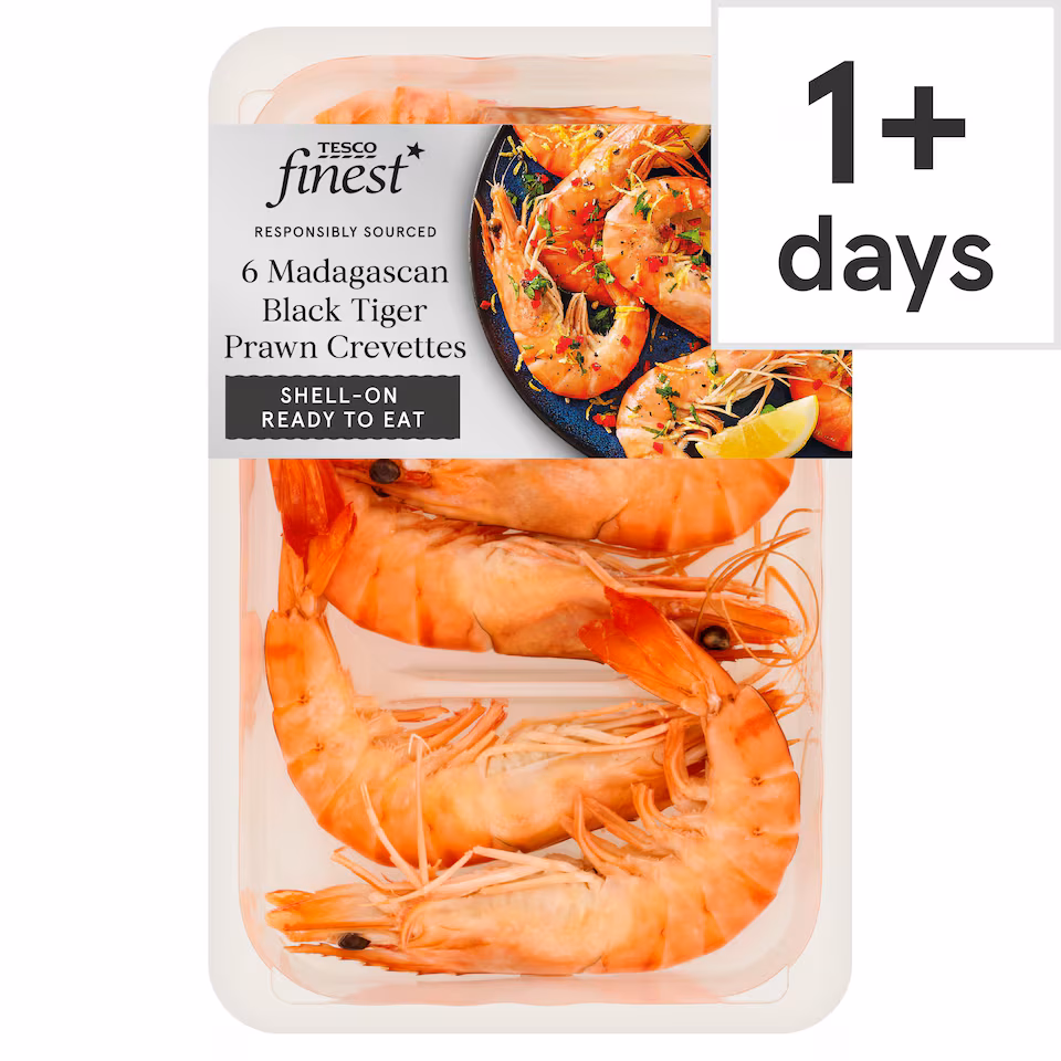 Tesco Finest 6 Madagascan Black Tiger Prawn Crevettes 150g
