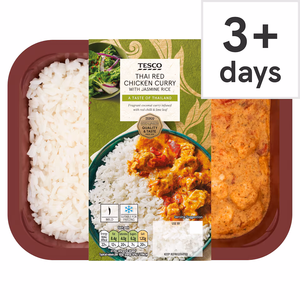 Tesco Thai Red Chicken Curry With Jasmine Rice 400G