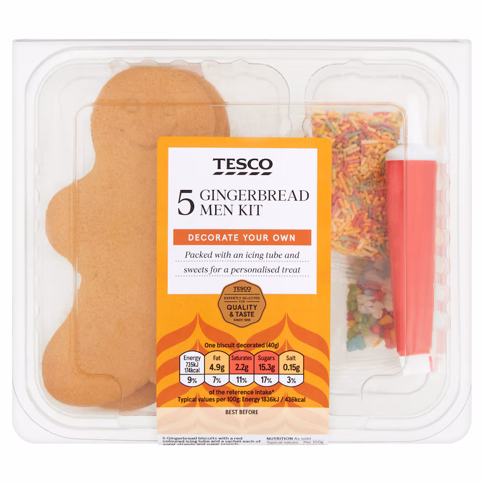 Tesco 5 Decorate Your Own Gingerbread Men Kit 199G