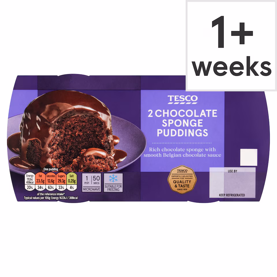 Tesco Chocolate Sponge Puddings 2 Pack 210g