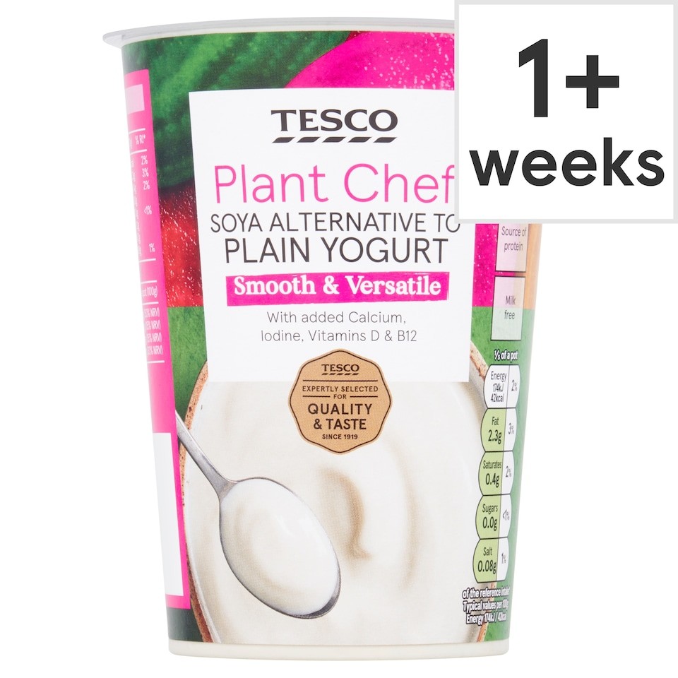 Tesco Plant Chef Soya Alternative To Plain Yogurt 500G