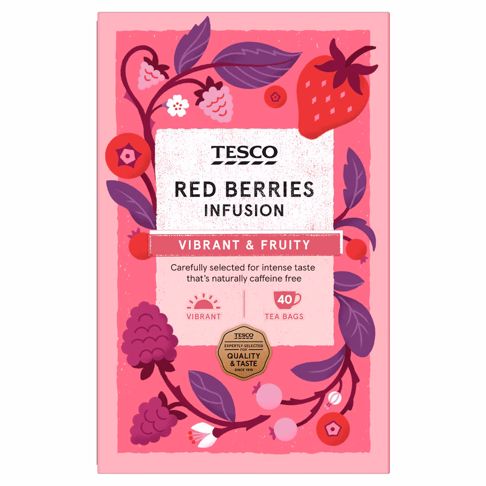 Tesco Red Berries 40 Tea Bags 120G