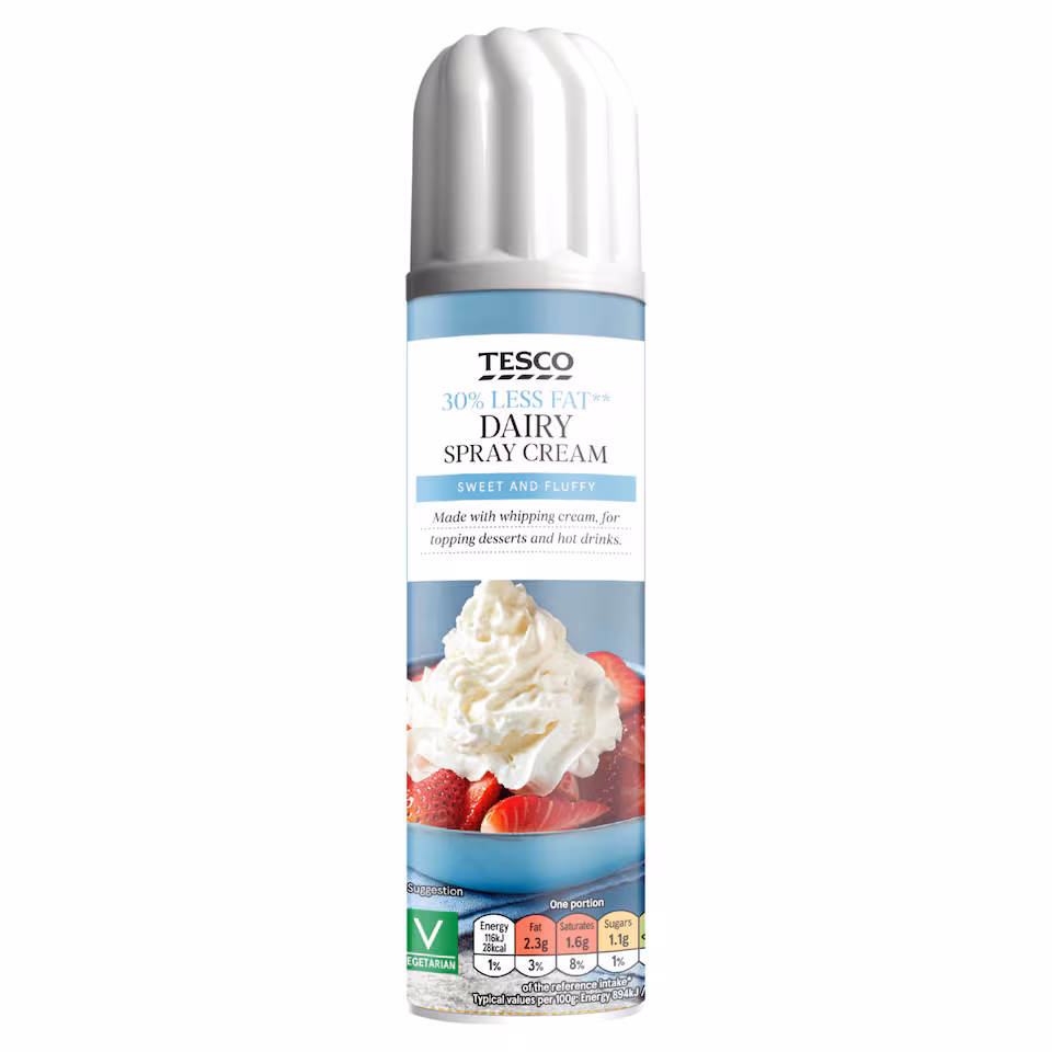 Tesco 30% Less Fat Dairy Spray Cream 250g