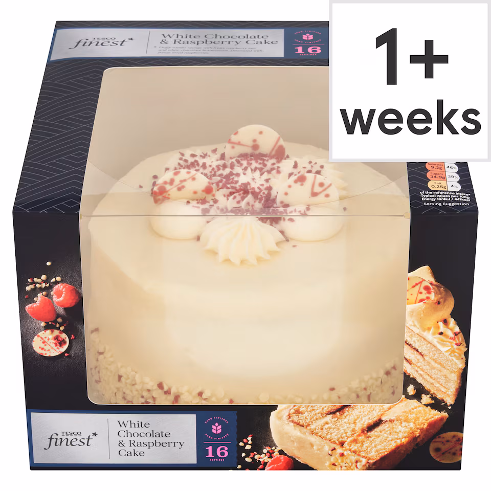 Tesco Finest White Chocolate & Raspberry Cake 16 Servings