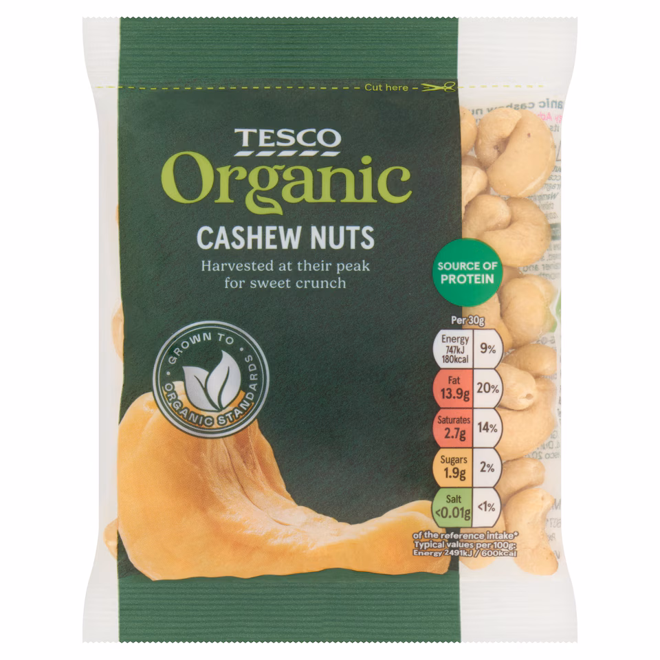 Tesco Organic Cashew Nuts 100G