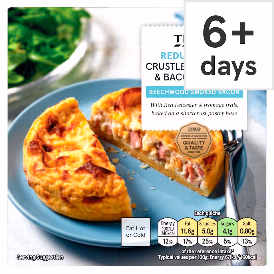Tesco Reduced Fat Crustless Cheddar & Bacon Quiche 150G