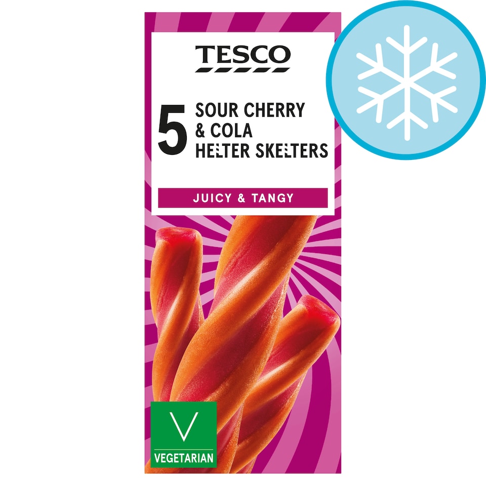 Tesco Sour Cherry Cola Helter Skelter Ice Lollies 5x70ml