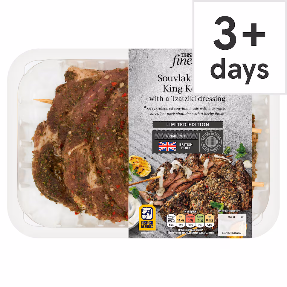 Tesco Finest Souvlaki Pork King Kebab with Tzatziki dressing 675g
