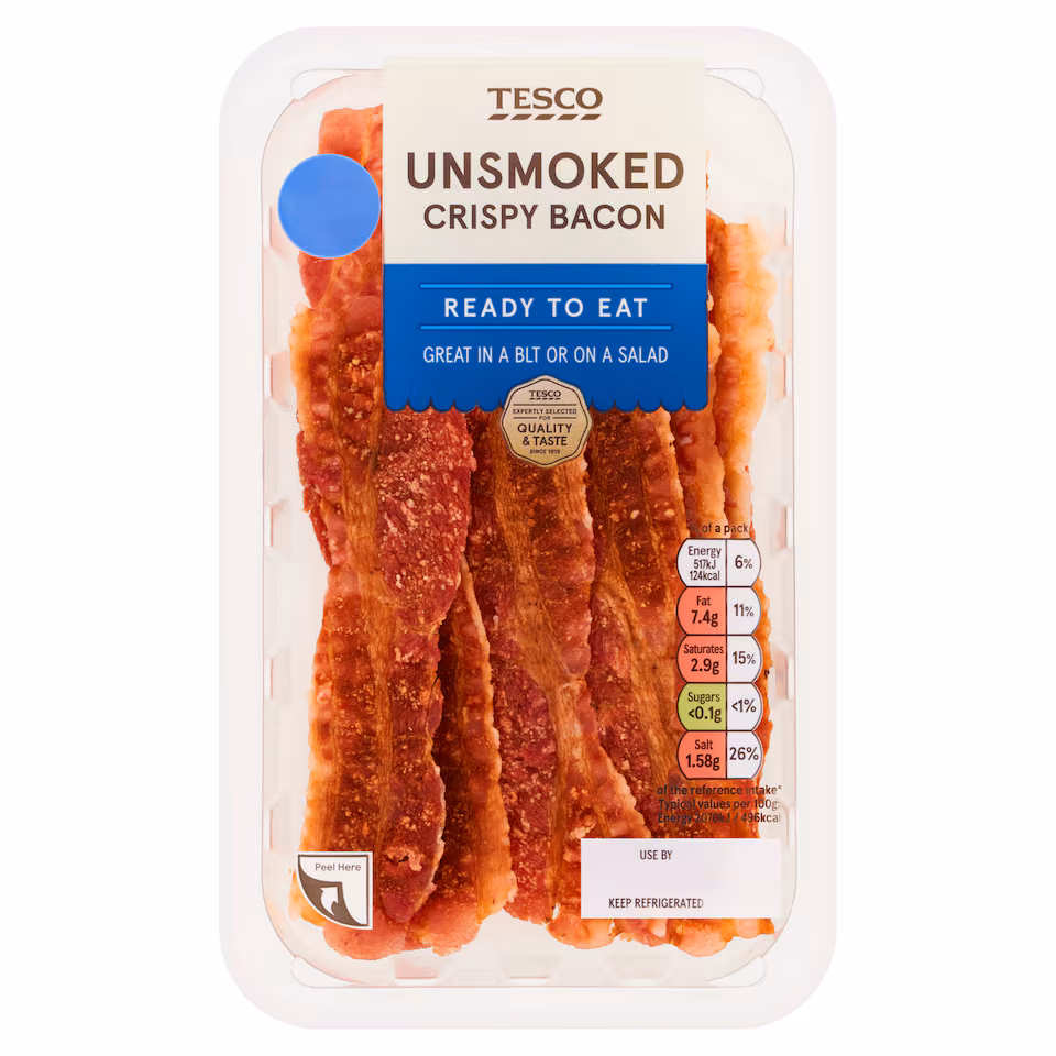 Tesco Unsmoked Crispy Bacon 50g