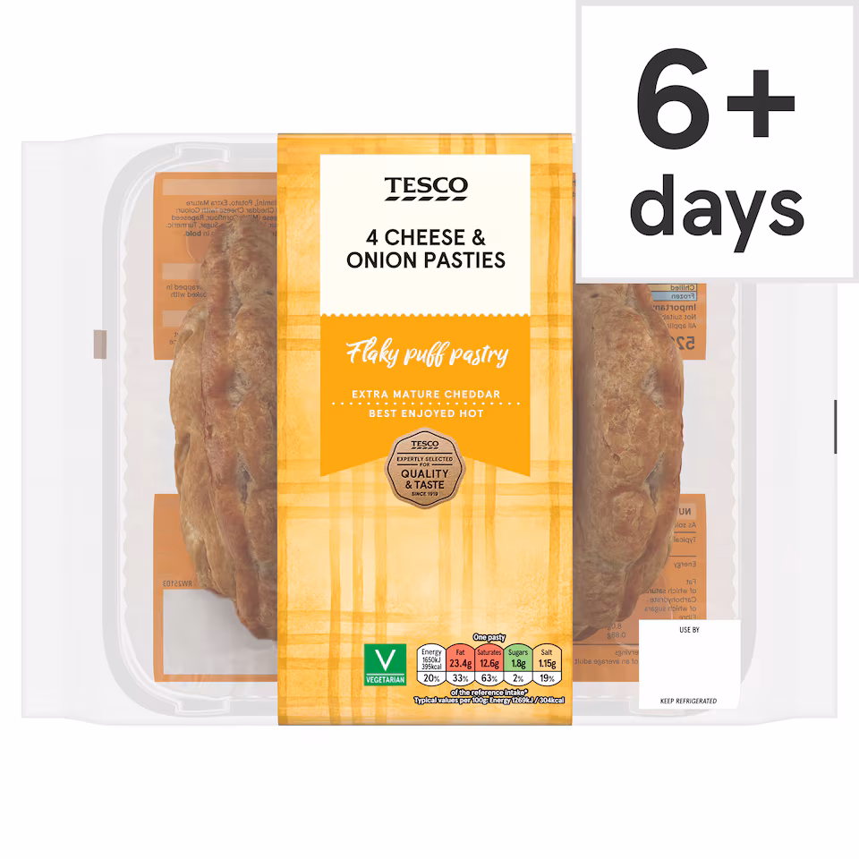 Tesco 4 Cheese & Onion Pasties 520g