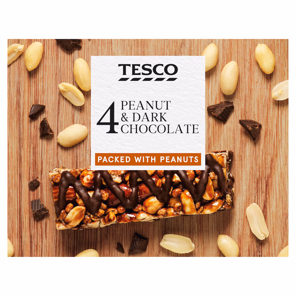 Tesco 4 Peanut & Dark Chocolate Cereal Bars 140G