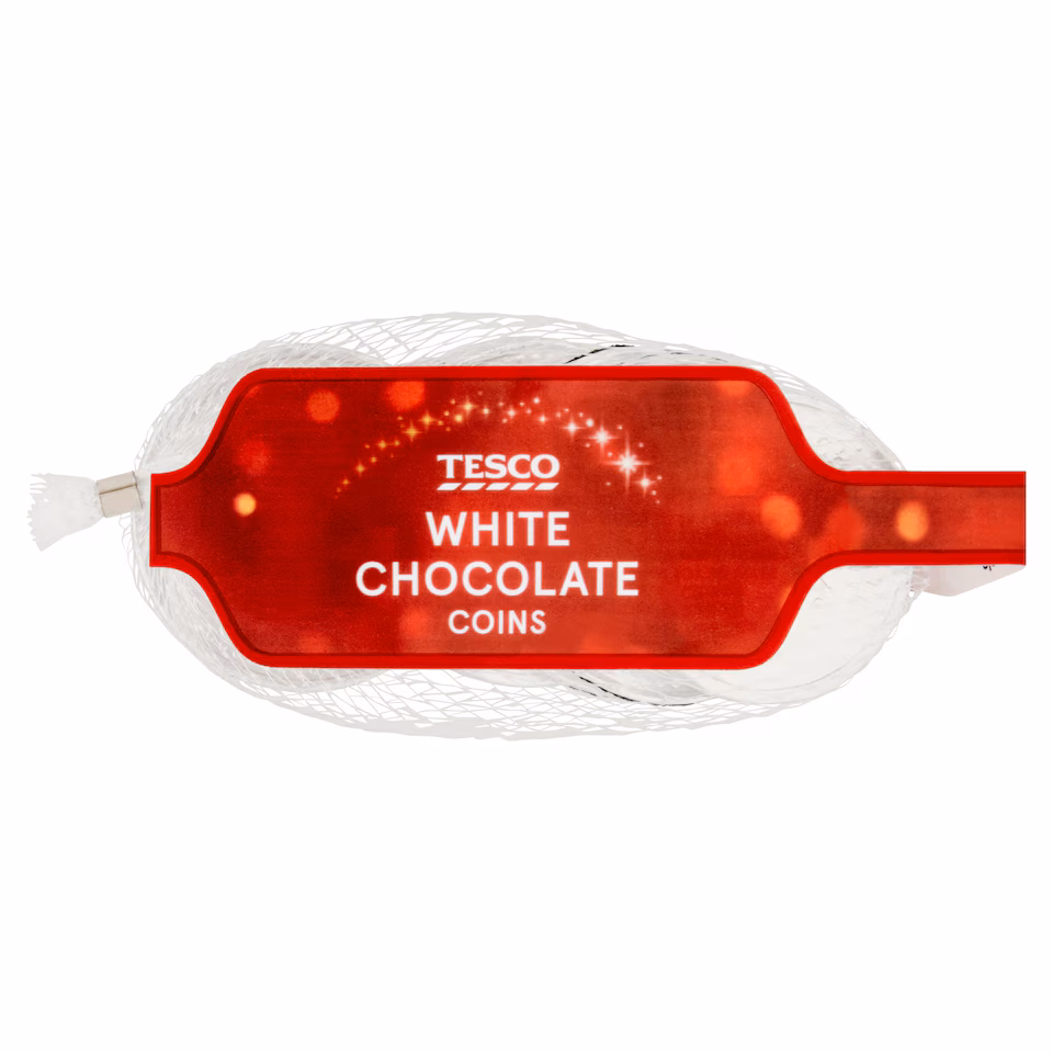 Tesco White Chocolate Coins 62G