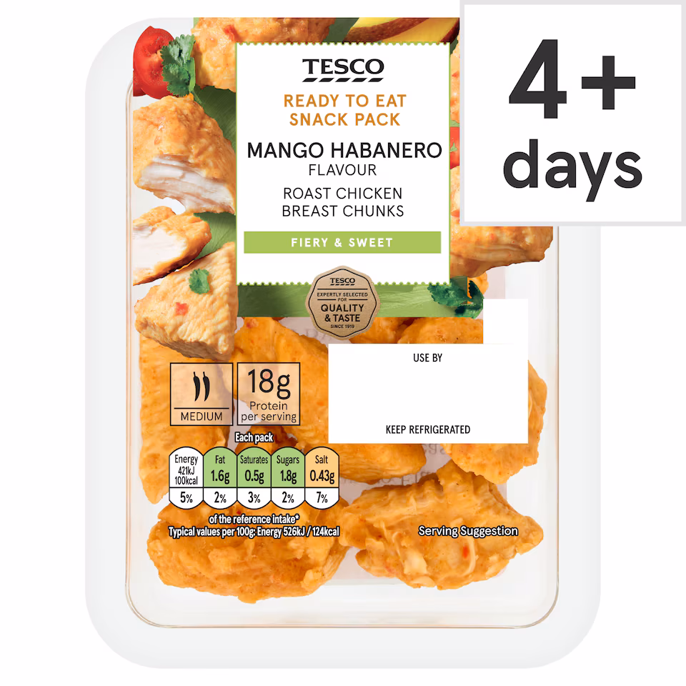 Tesco Mango Habanero Flavour Roast Chicken Breast Chunks 80g