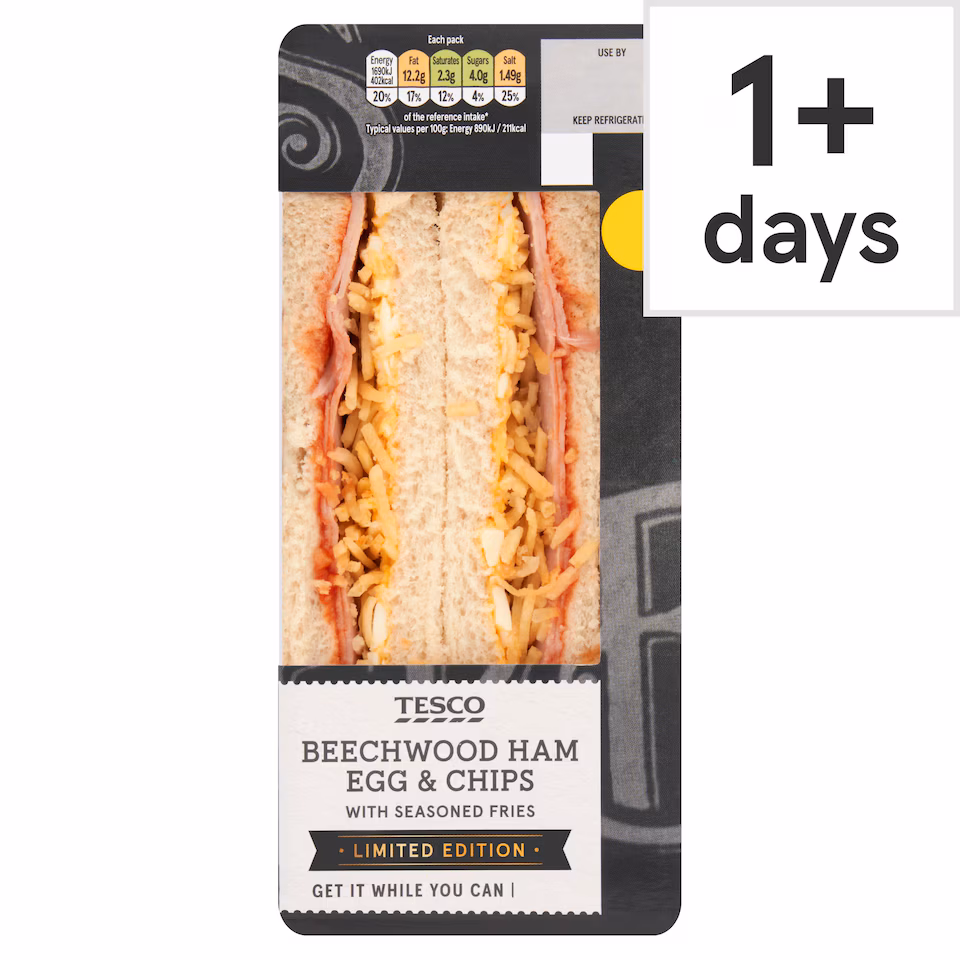 Tesco Limited Edition Beechwood Ham, Egg & Vinegar Chips Sandwich