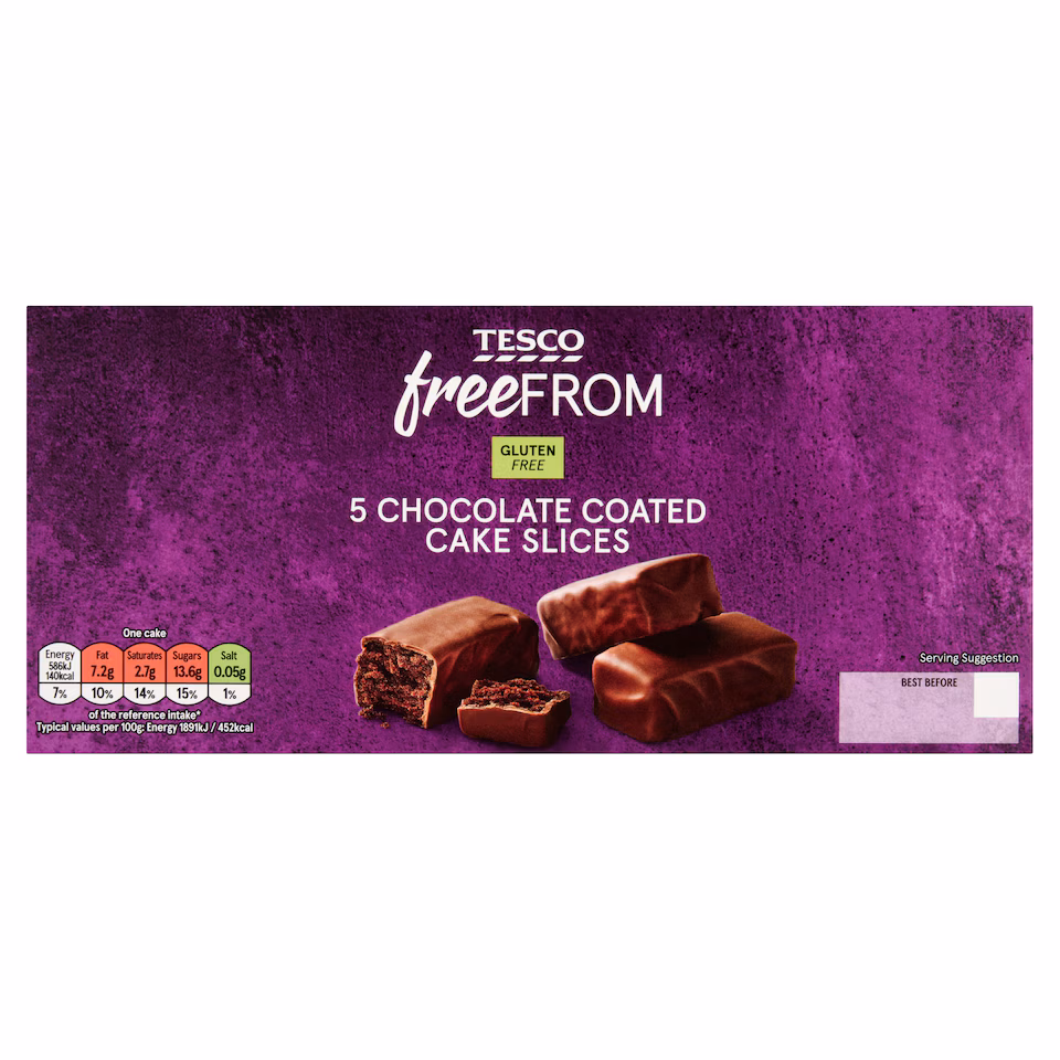 Tesco Free From 5 Chocolate Coated Cake slices