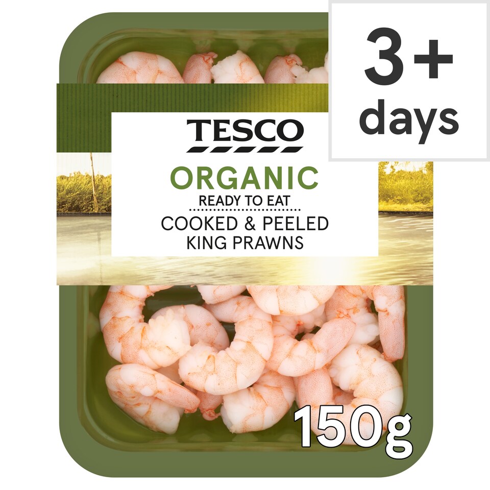 Tesco Organic Cooked & Peeled King Prawns 150g