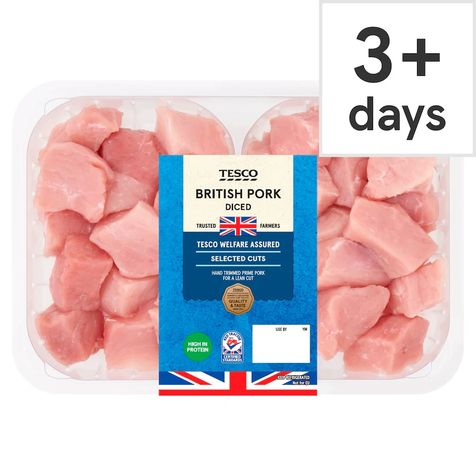 Tesco British Diced Pork 500G