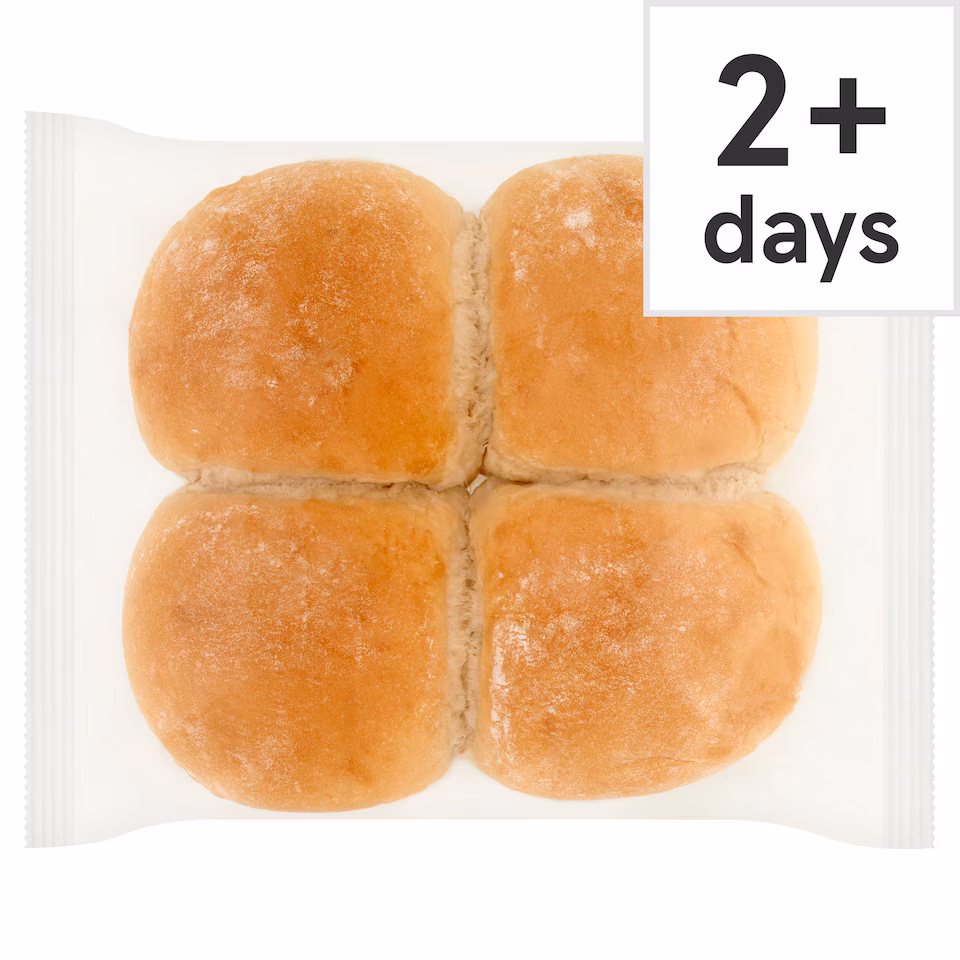 Tesco White Large Baps 4 Pack