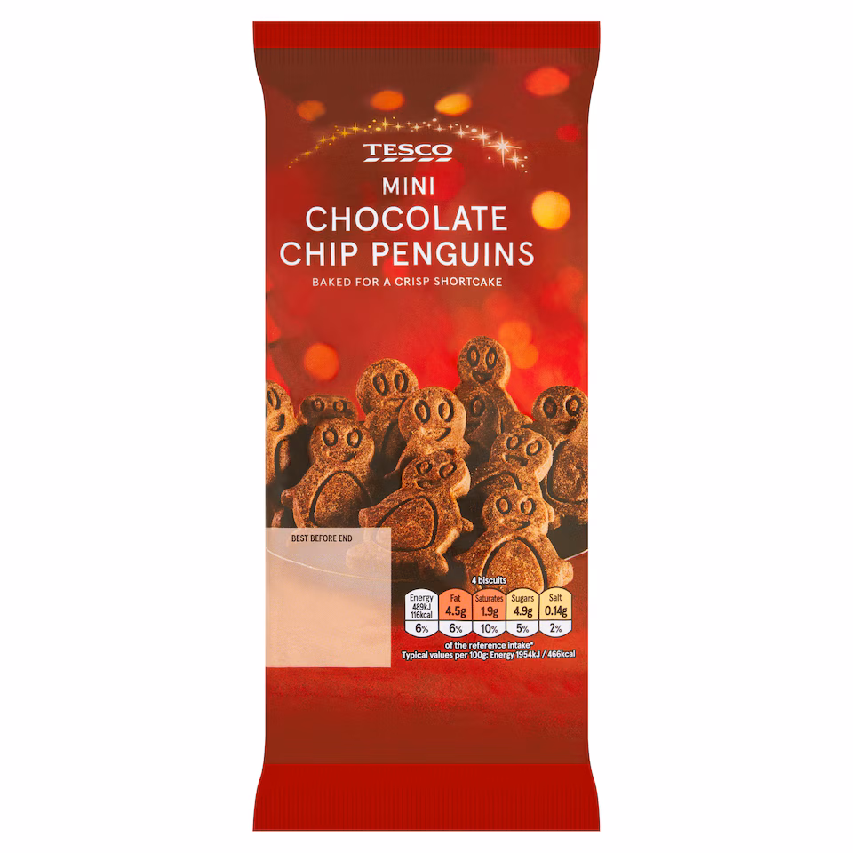 Tesco Mini Chocolate Chip Penguin Biscuits 100G