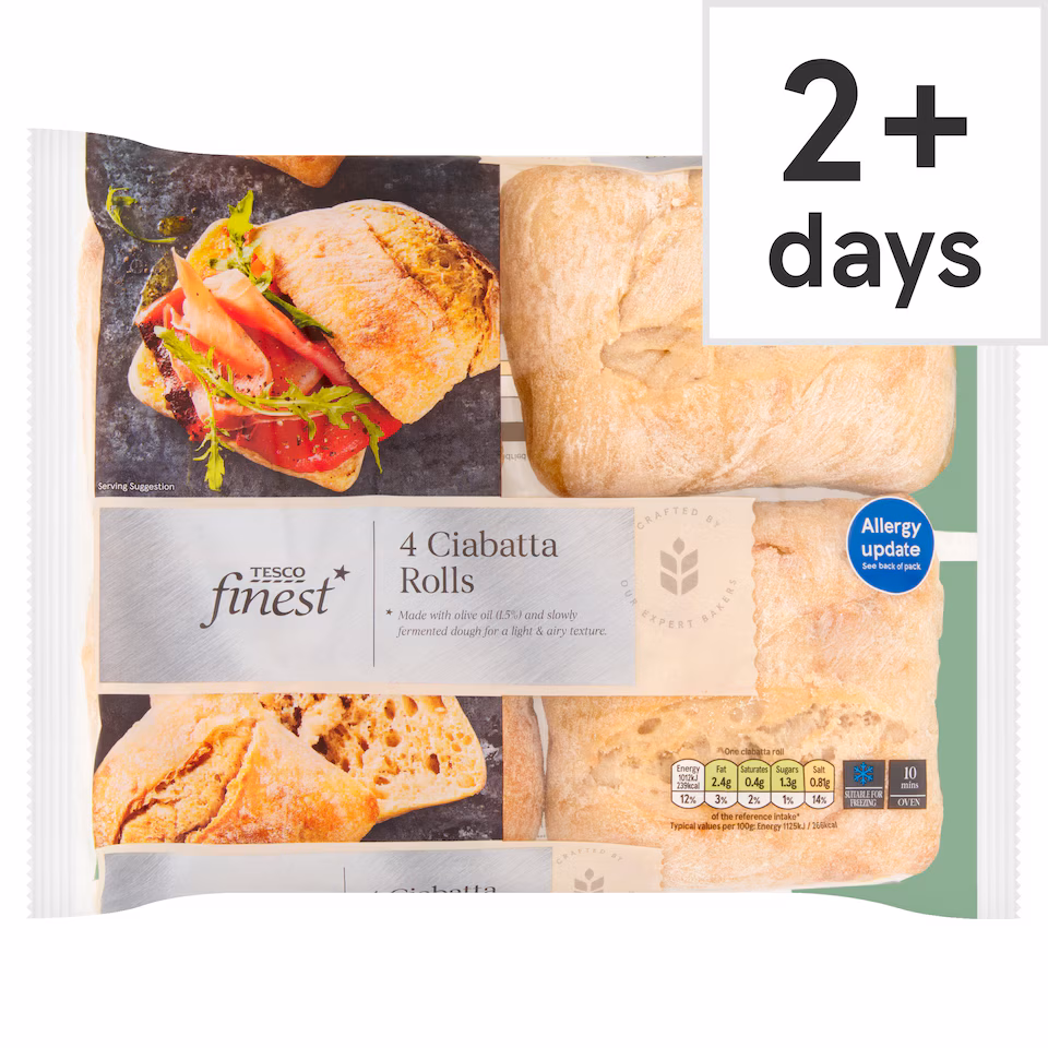 Tesco Finest Ciabatta Rolls 4 Pack 360g