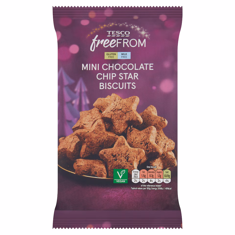 Tesco Free From Chocolate Chip Mini Star Biscuits 75G
