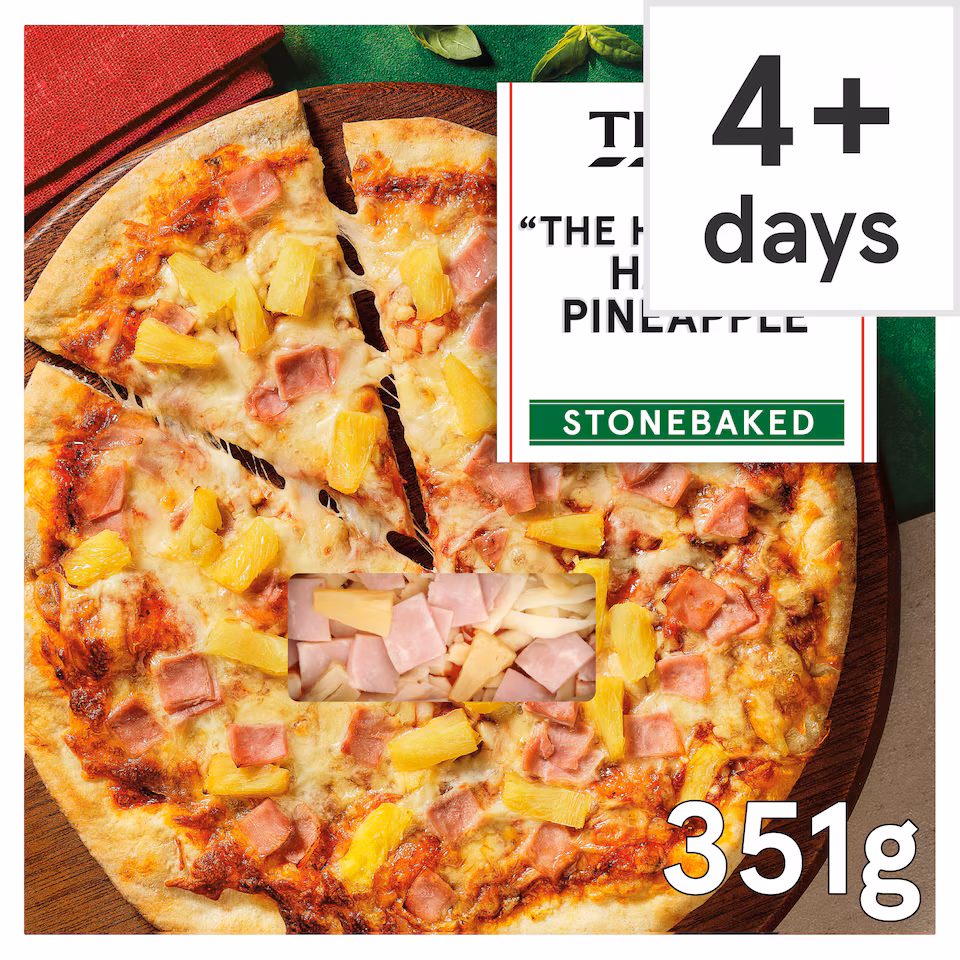Tesco Stonebaked "The Hawaiian" Ham & Pineapple Pizza 351g