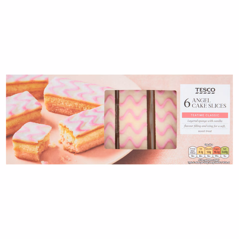 Tesco Angel Cake Slices - Vanilla 6 Pack 160g