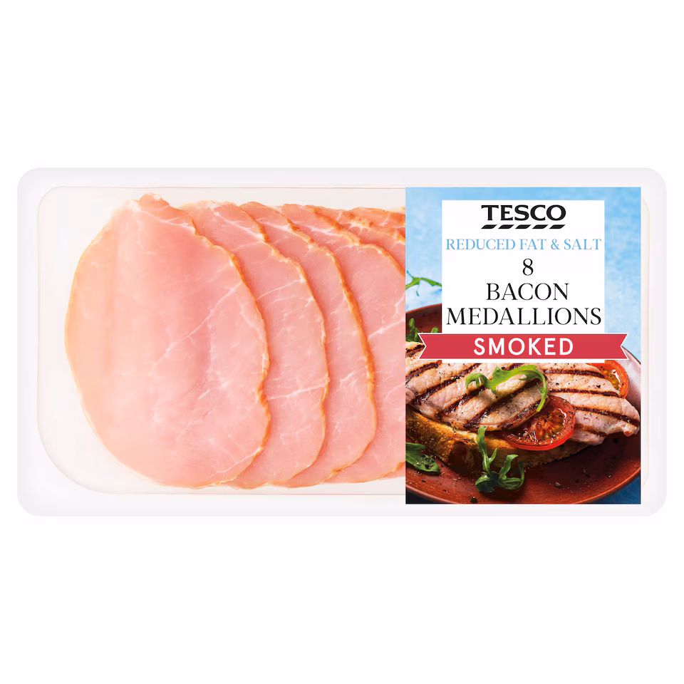 Tesco Reduced Fat & Salt Bacon Medallions - Smoked 8 Pack 240g