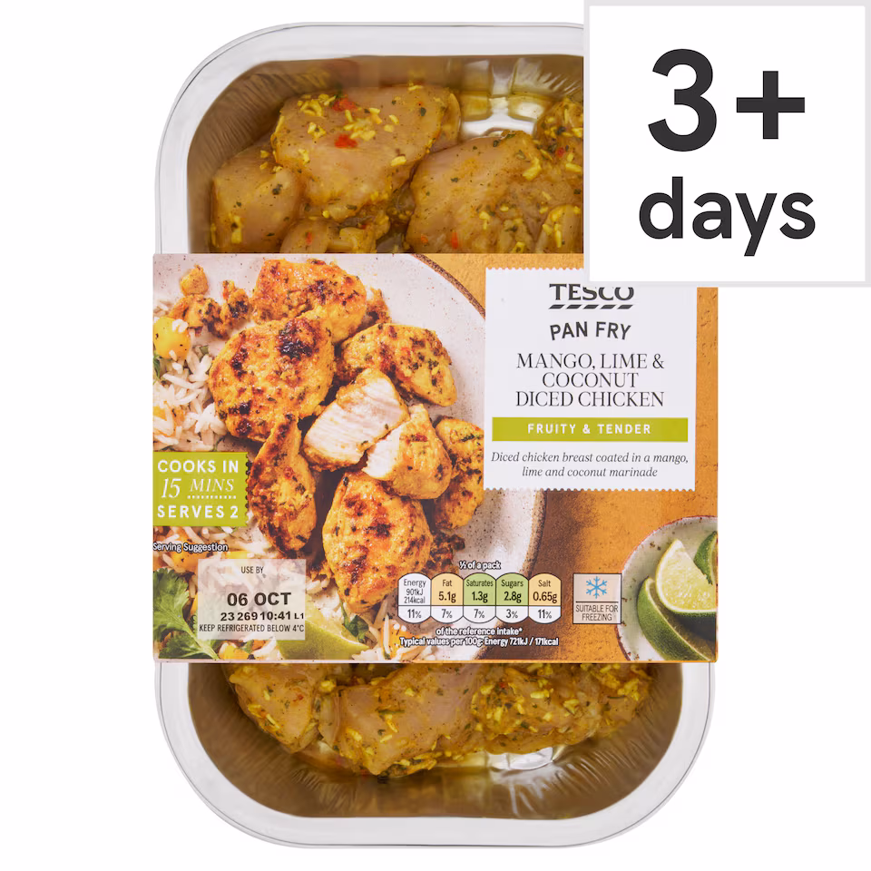 Tesco Mango, Lime & Coconut Diced Chicken 300G