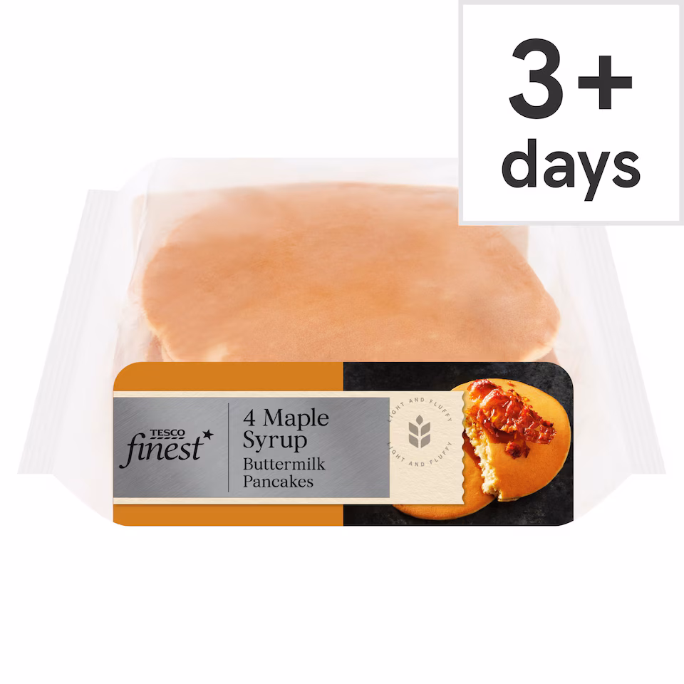 Tesco Finest Buttermilk Pancakes with Maple Syrup 4 Pack