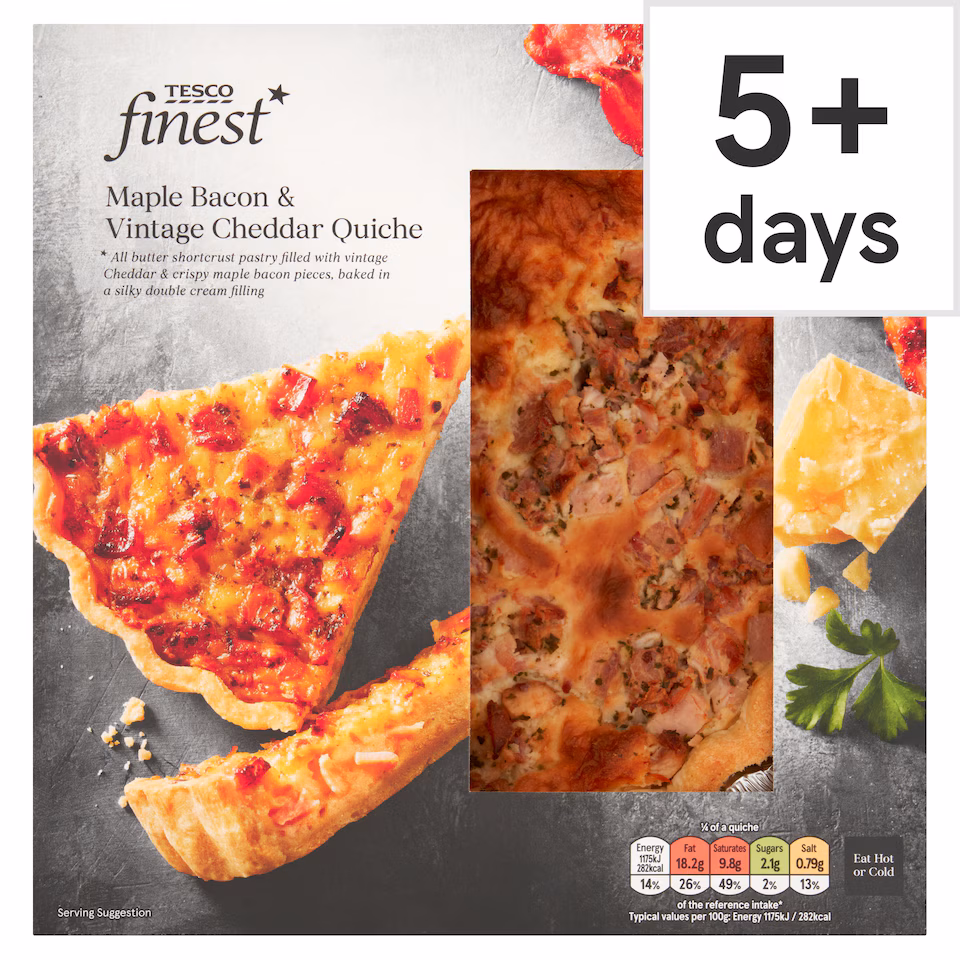 Tesco Finest Maple Bacon & Vintage Cheddar Quiche 400g