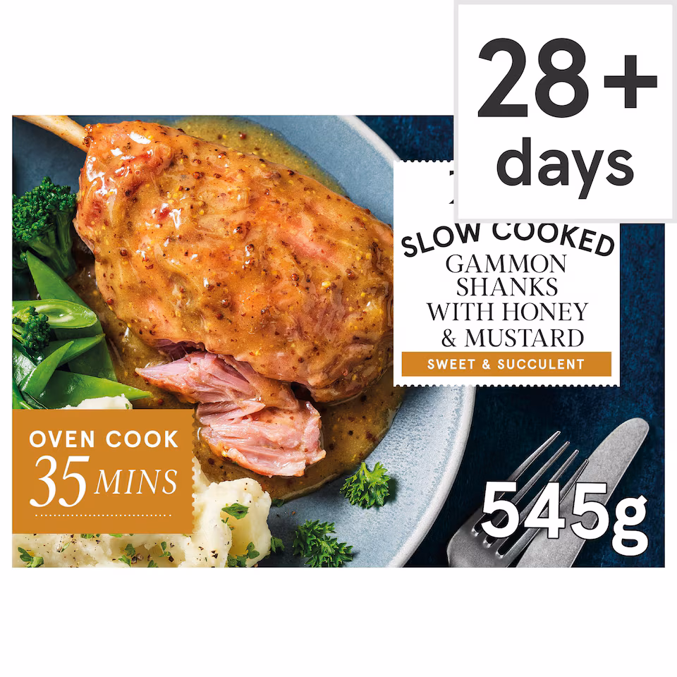 Tesco Slow Cooked Gammon Shanks Honey And Mustard 545G
