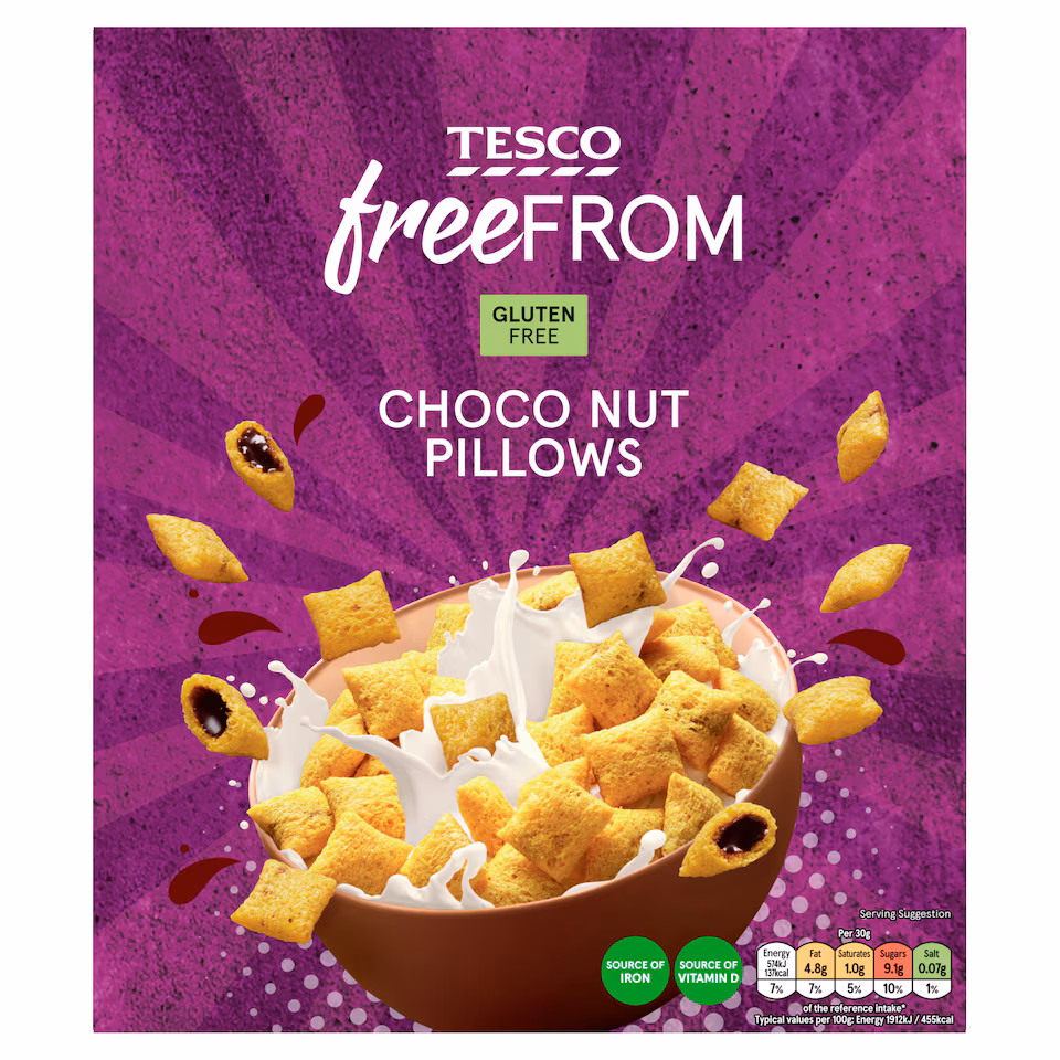 Tesco Free From Choco-Nut Pillows 300G.