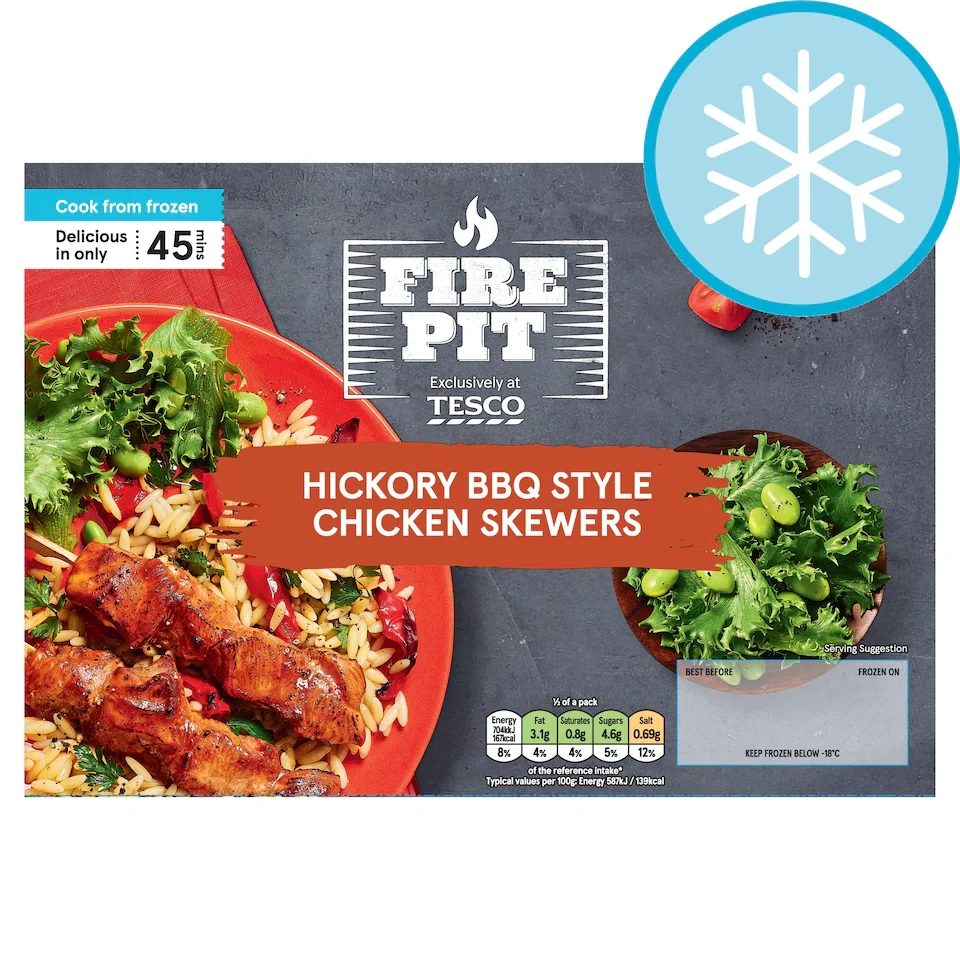 Fire Pit Tesco Hickory BBQ Style Chicken Skewers 300g