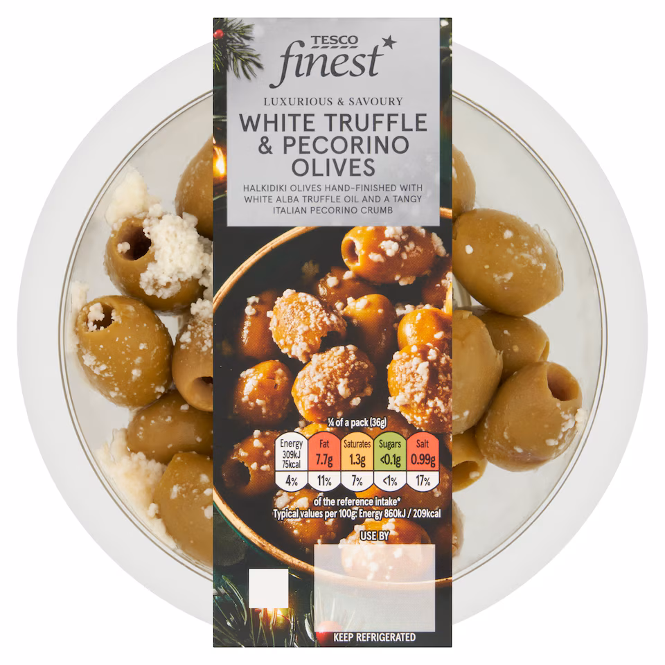 Tesco Finest White Truffle & Pecorino Olives 145g