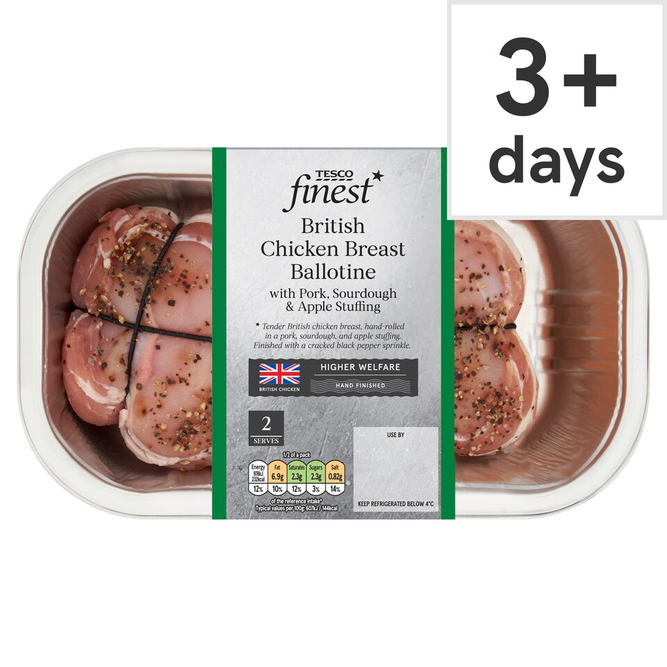 Tesco Finest British Chicken Breast Ballotine with Pork, Sourdough & Apple Stuffing 372g
