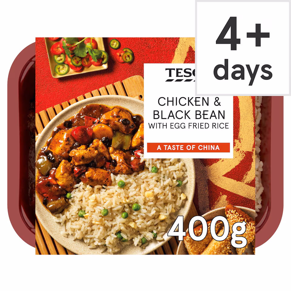 Tesco Chicken & Black Bean With Egg Fried Rice 400G