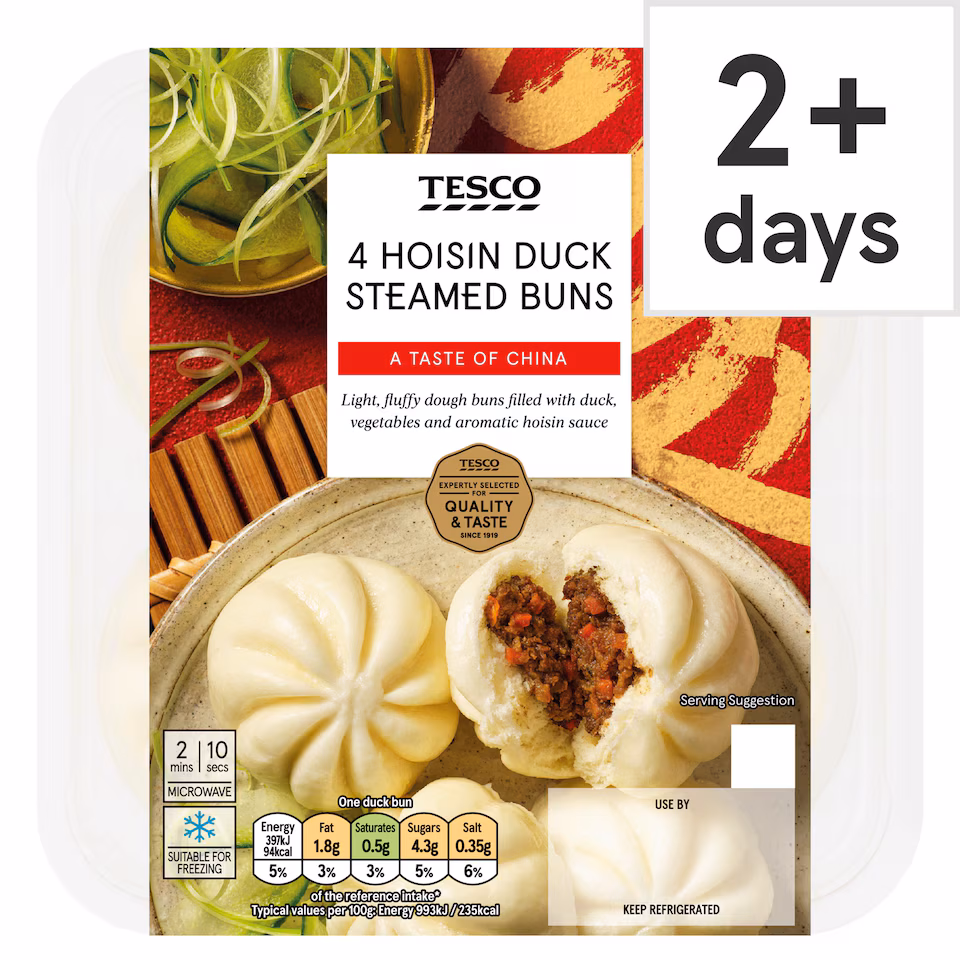 Tesco 4 Hoisin Duck Steamed Buns 160G