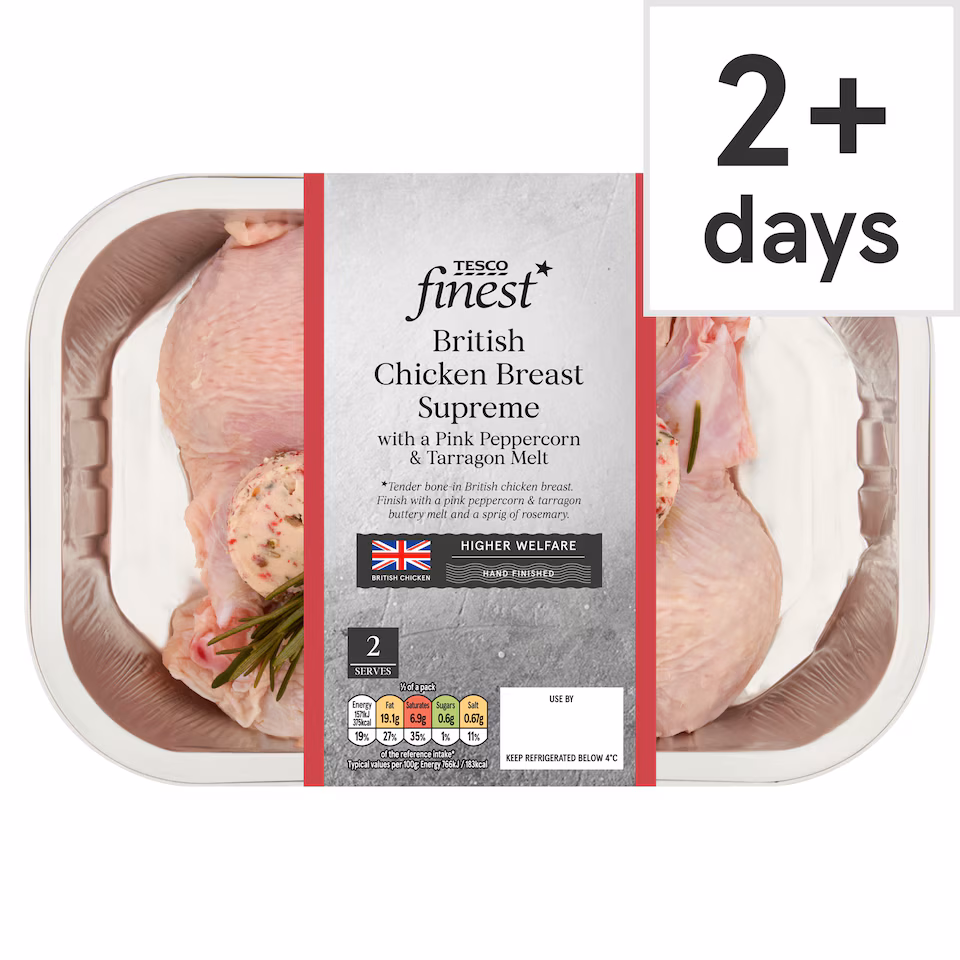 Tesco Finest British Chicken Breast Supreme with a pink peppercorn & Tarragon melt 530g