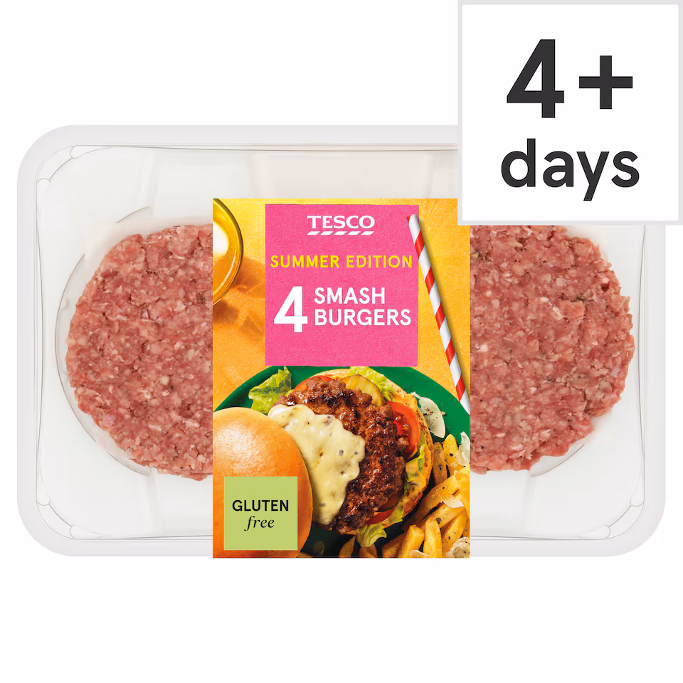 Tesco 4 Smash Burger 340g