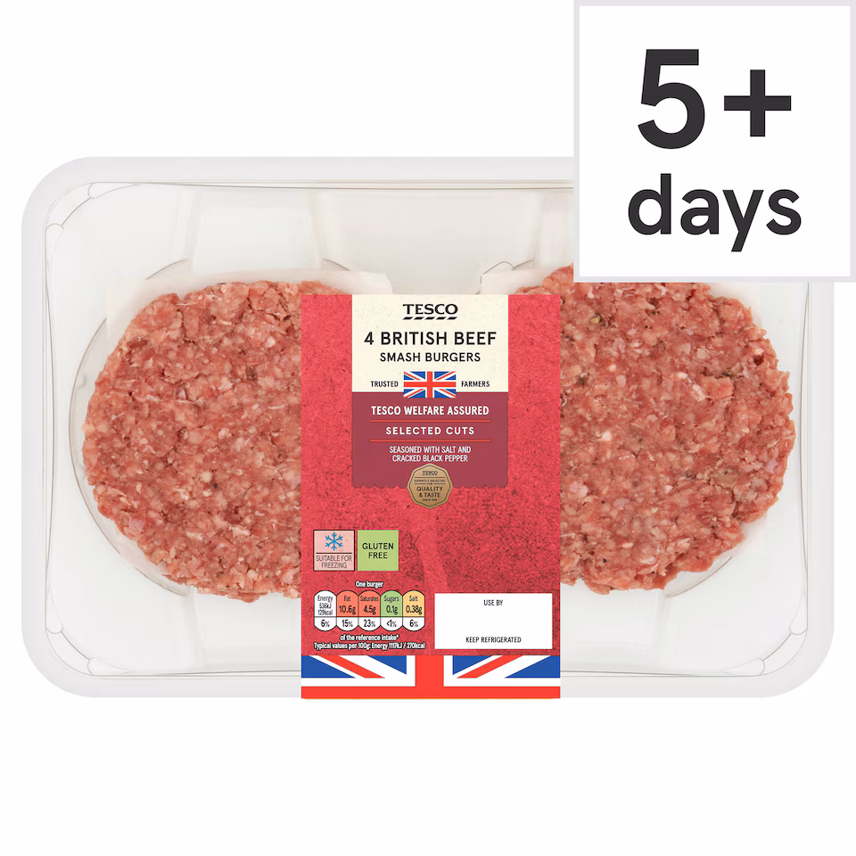 Tesco 4 Smash Burger 340g