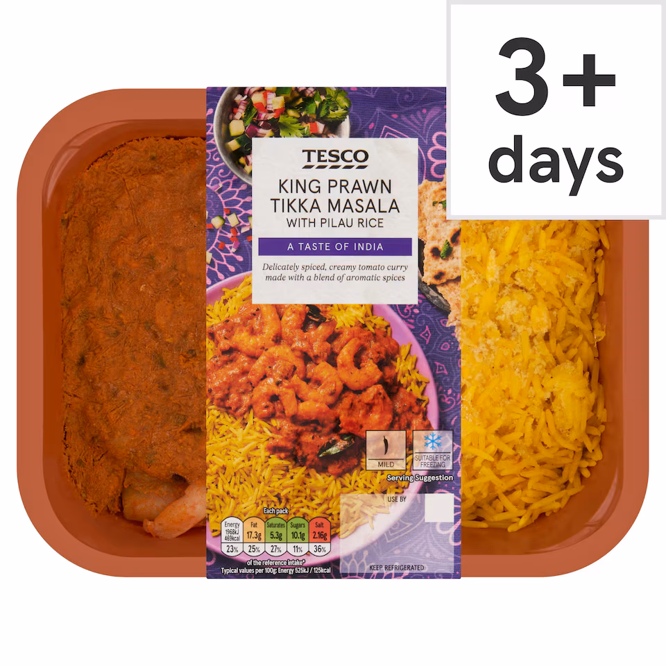 Tesco King Prawn Tikka Masala & Pilau Rice 400G