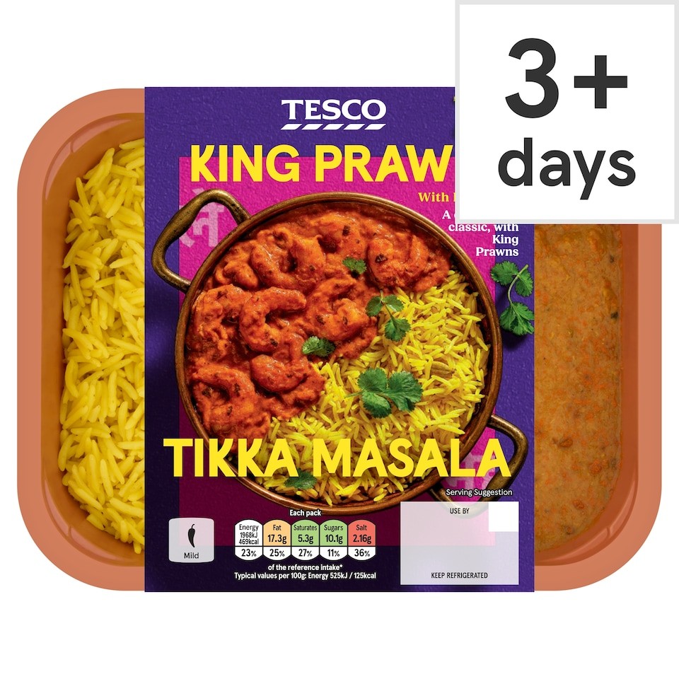 Tesco King Prawn Tikka Masala & Pilau Rice 400G