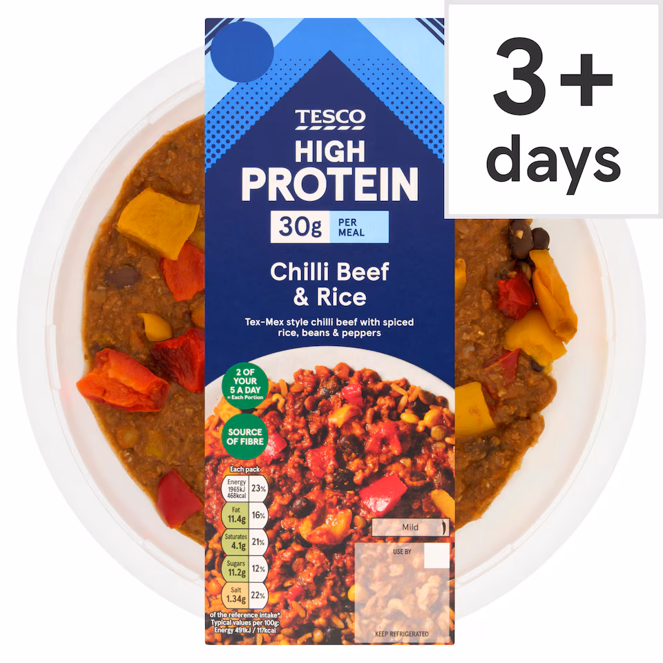 Tesco High Protein Chilli Beef & Rice 400g