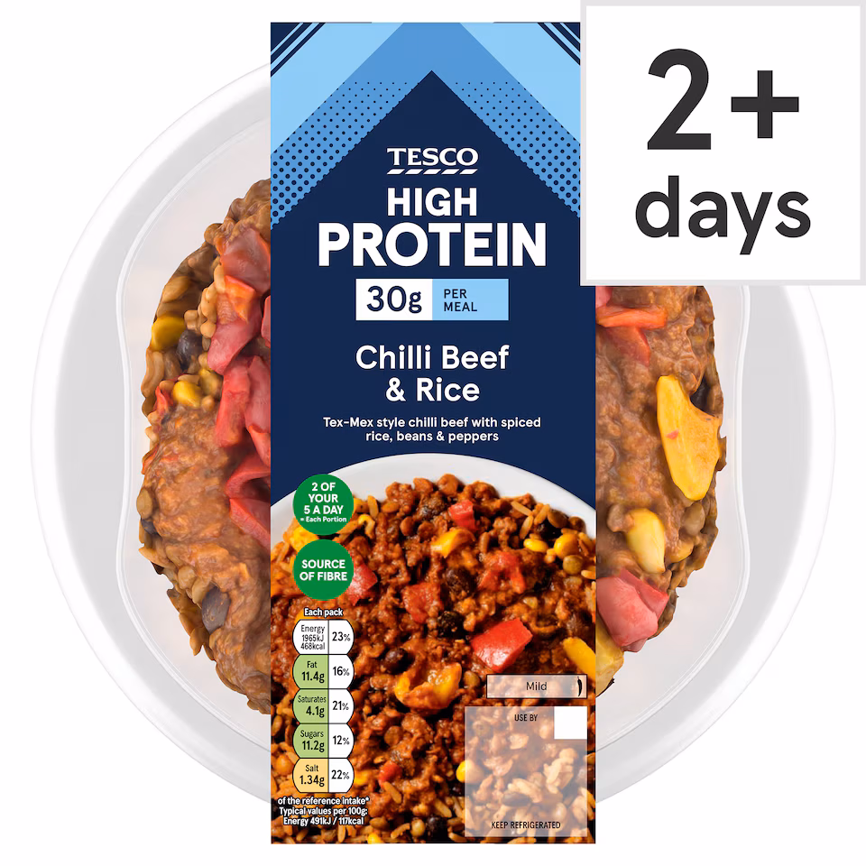 Tesco High Protein Chilli Beef & Rice 400g