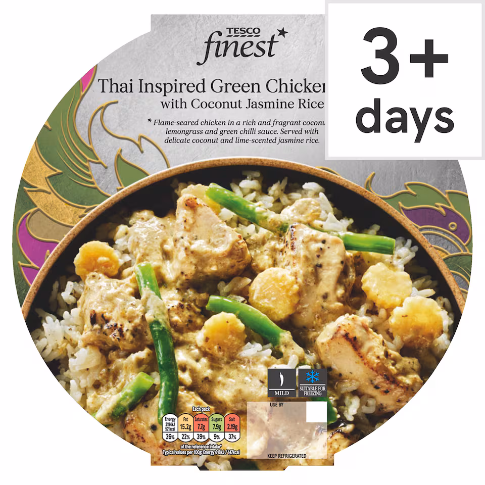 Tesco Finest Thai Green Chicken Curry Coconut Jasmine Rice 400g