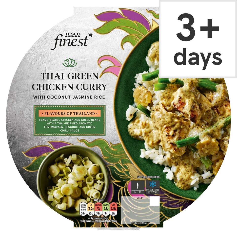Tesco Finest Thai Green Chicken Curry Coconut Jasmine Rice 400g